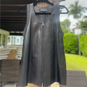Black Leather Sleeveless Jacket